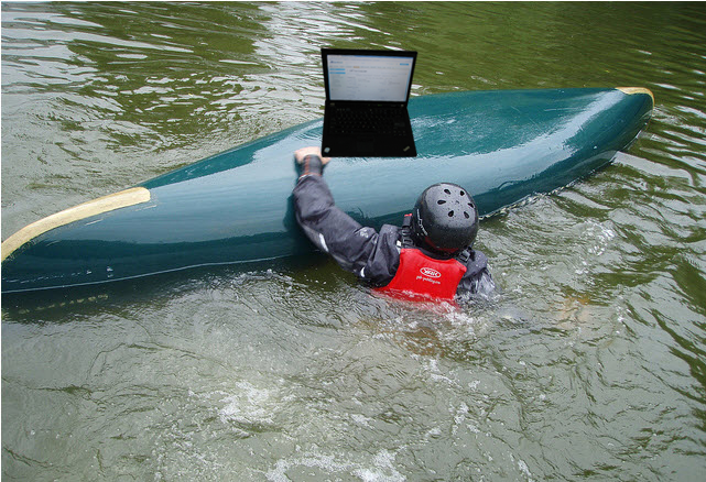 Capsized whitewater canoe computer Capsized whitewater canoe computer